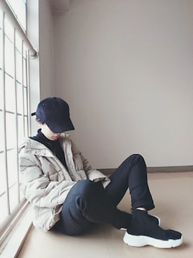 「UNIQLO（ユニクロ）のエクストラファインメリノリブタートルネックセーター（長袖）（ニット/セーター）」を使った、小鹿*さん（レディース・162cm）の秋コーディネート