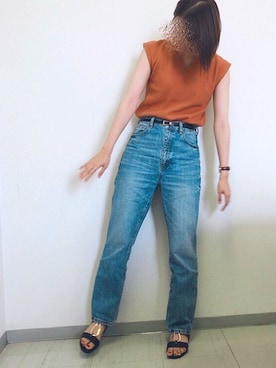 「ハイウエストストレートジーンズ」｜ナカハルさん（レディース・163cm）の夏コーディネート