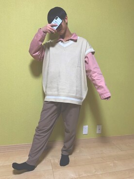 「BASQUE magenta（バスクマゼンタ）のアイテム（ベスト）」を使った、SHUTO(低身長男子)さん（メンズ・167cm）の春コーディネート