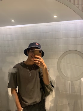 「無印良品（ムジルシリョウヒン）のアイテム（ハット）」を使った、wenniccさん（メンズ・175cm）の夏コーディネート