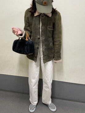 「レトロ」｜「アイテム（スリッポン）」を使った、sinoさん（レディース・166cm）の冬コーディネート