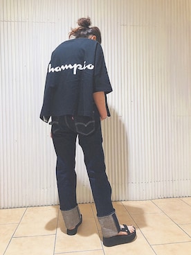 「Teva（テバ）のTeva / プラットフォーム ユニバーサル（サンダル）」を使った、Miyuさん（レディース・163cm）の夏コーディネート