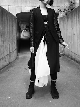 「HELMUT LANG（ヘルムートラング）のアイテム（ノーカラージャケット）」を使った、rukaさん（レディース・158cm）の夏コーディネート