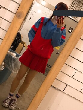「usedのアイテム（トップス、レッド系）」を使った、ameame5903さん（レディース）の春コーディネート