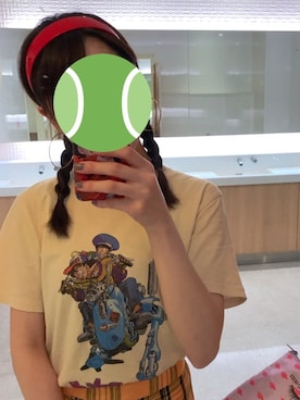 「GU（ジーユー）のアイテム（Tシャツ/カットソー、ベージュ系）」を使った、ameame5903さん（レディース）の春コーディネート