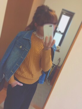 「CECIL McBEE（セシルマクビー）のアイテム（デニムジャケット）」を使った、りんごさん（レディース・161cm）の冬コーディネート