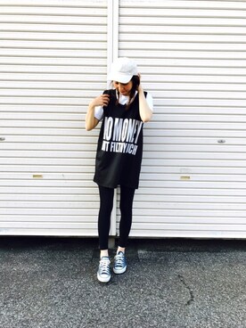 「CONVERSE（コンバース）のCONVERSE/キャンバス オールスター OX（スニーカー）」を使った、りょんさん（レディース・165cm）の春コーディネート