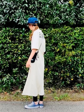 「CONVERSE（コンバース）のCONVERSE コンバース オール スター オックス / ALL STAR OX (NVY) 32160325（スニーカー）」を使った、りょんさん（レディース・165cm）の夏コーディネート