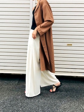 「秋のカフェオレコーデ」｜「アイテム（シャツワンピース）」を使った、りょんさん（レディース・165cm）の秋コーディネート