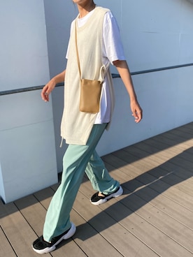 「Mayree（メイリー）のアイテム（バッグ）」を使った、りょんさん（レディース・165cm）の夏コーディネート