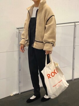 「ROKU」｜「アイテム（オールインワン・サロペット）」を使った、りょんさん（レディース・165cm）の秋コーディネート