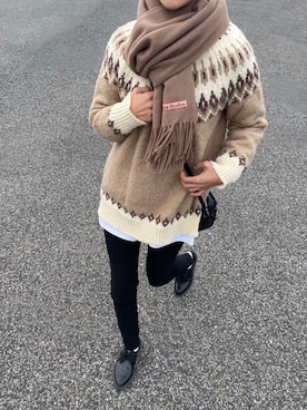 「Mayree（メイリー）のアイテム（ニット/セーター）」を使った、りょんさん（レディース・165cm）の冬コーディネート