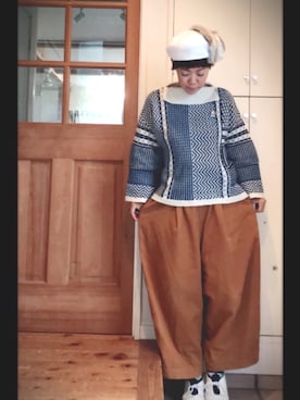 「PAR ICI」｜「アイテム（ハンチング/ベレー帽）」を使った、むろこ。さん（レディース・155cm）の秋コーディネート