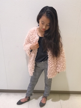 「おんなのこコーデ」｜「アイテム（ノーカラージャケット）」を使った、jazminneさん（キッズ・130cm）の冬コーディネート