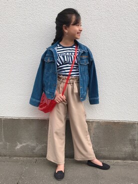 「おんなのこコーデ」｜「アイテム（デニムジャケット）」を使った、jazminneさん（キッズ・130cm）の春コーディネート