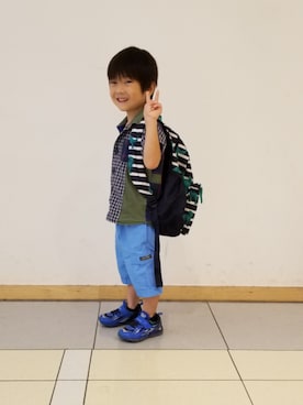 「GAP（ギャップ）のアイテム（バックパック/リュック）」を使った、タマゴ？ヒヨコ？さん（キッズ・110cm）の秋コーディネート