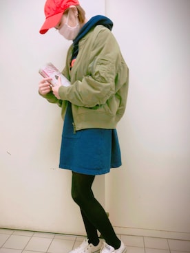 「スウェットワンピース」｜「アイテム（財布/小物）」を使った、わいみーさん（レディース・154cm）の冬コーディネート