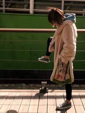 「Little sunny bite（リトルサニーバイト）のアイテム（ジャケット/アウター）」を使った、わいみーさん（レディース・154cm）の冬コーディネート