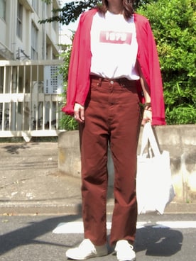 「FIL DE FER（フィルデフェール）のアイテム（パンツ）」を使った、rkmmさん（レディース・163cm）の夏コーディネート