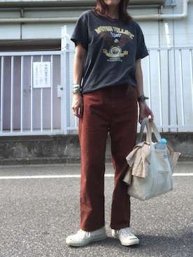 「FIL DE FER（フィルデフェール）のアイテム（パンツ）」を使った、rkmmさん（レディース・163cm）の夏コーディネート