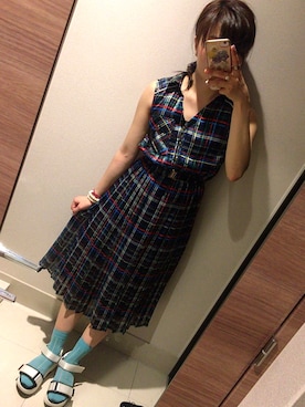 「くつした」｜「アイテム（ワンピース/ドレス）」を使った、china＊さん（レディース・153cm）の夏コーディネート