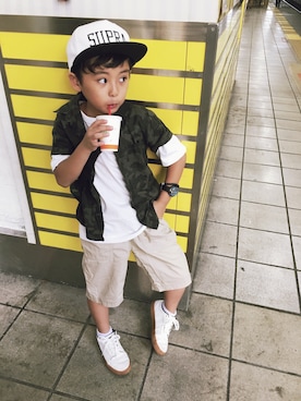 「SUPRA（スープラ）のアイテム（帽子）」を使った、Minさん（キッズ・120cm）の秋コーディネート