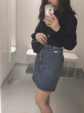 「Guess（ゲス）のアイテム（スカート）」を使った、ズミさん（レディース・147cm）の春コーディネート
