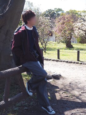「CONVERSE（コンバース）のCONVERSE コンバース オール スター オックス / ALL STAR OX(BLACK) 32160321（スニーカー）」を使った、reさん（メンズ・178cm・20代）の春コーディネート