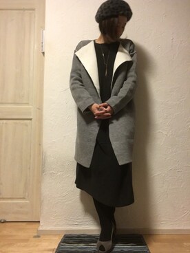 「誕生日」｜「アイテム（ハンチング/ベレー帽）」を使った、シオンさん（レディース・158cm）の冬コーディネート