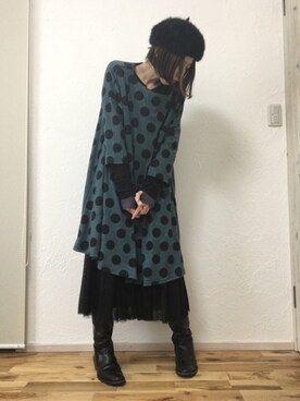 「スプリングSENSEOFPLACE」｜「アイテム（ハンチング/ベレー帽）」を使った、シオンさん（レディース・158cm）の冬コーディネート