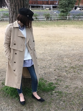 「スプリングSENSEOFPLACE」｜「アイテム（トレンチコート）」を使った、シオンさん（レディース・158cm）の春コーディネート