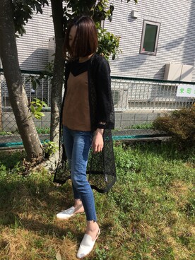 「アイテム（キャミソール、ベージュ系）」を使った、シオンさん（レディース・158cm）の春コーディネート