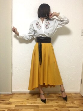 「ベルイエロー」｜「アイテム（その他）」を使った、シオンさん（レディース・158cm）の春コーディネート