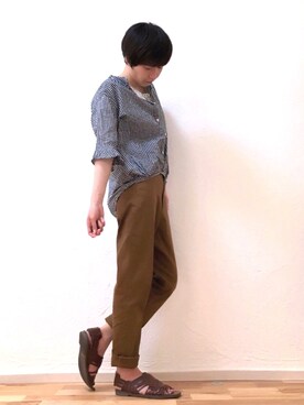 「NETSTAR（ネットスター）のアイテム（シャツ/ブラウス）」を使った、シオンさん（レディース・158cm）の夏コーディネート
