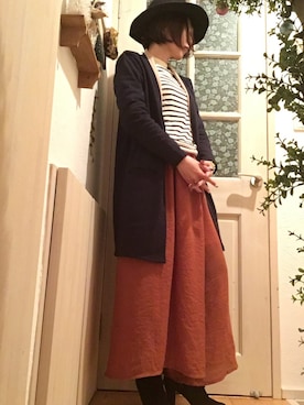 「ハット」｜「アイテム（ブーティ）」を使った、シオンさん（レディース・158cm）の秋コーディネート