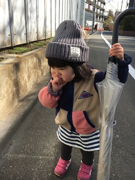 「BEAMS（ビームス）のアイテム（ジャケット/アウター）」を使った、HA★NAさん（キッズ・80cm）の冬コーディネート