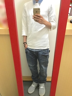 「authentic products（オーセンティックプロダクツ）のアイテム」を使った、D-chさん（メンズ・168cm）の夏コーディネート