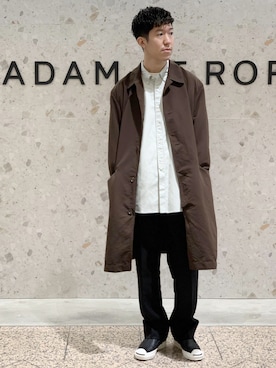 「アイテム（ステンカラーコート）」を使った、ADAM ET ROPE' HOMME STAFFさん（メンズ・178cm）の春コーディネート
