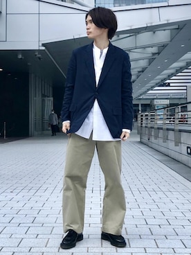 「ADAM ET ROPE'（アダムエロペ）のアイテム（テーラードジャケット）」を使った、ADAM ET ROPE' HOMME STAFFさん（メンズ・172cm）の春コーディネート