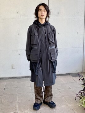 「ADAM ET ROPE'（アダムエロペ）のアイテム（モッズコート）」を使った、ADAM ET ROPE' HOMME STAFFさん（メンズ・173cm）の春コーディネート