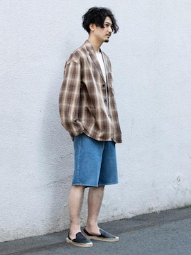 「PENDLETON（ペンドルトン）のアイテム（テーラードジャケット）」を使った、ADAM ET ROPE' HOMME STAFFさん（メンズ・171cm）の春コーディネート