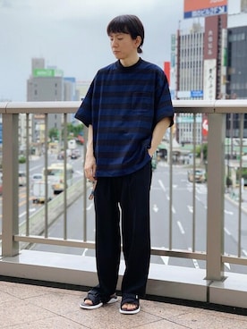「ボーダーTシャツ」｜ADAM ET ROPE' HOMME STAFFさん（メンズ・168cm）の夏コーディネート