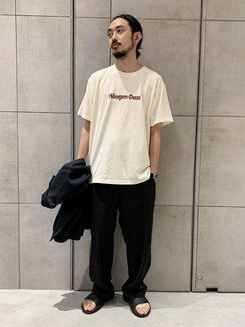 「コラボTシャツ」｜「アイテム（その他）」を使った、ADAM ET ROPE' HOMME STAFFさん（メンズ・171cm）の夏コーディネート