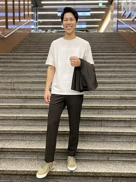 「ADAM ET ROPE'（アダムエロペ）の【NORITAKE】ビスポンチT 20SS（Tシャツ/カットソー）」を使った、ADAM ET ROPE' HOMME STAFFさん（メンズ・181cm）の秋コーディネート