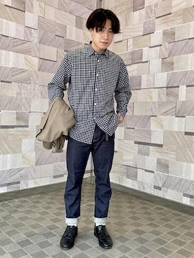 「アイテム（テーラードジャケット、イエロー系）」を使った、ADAM ET ROPE' HOMME STAFFさん（メンズ・170cm）の秋コーディネート