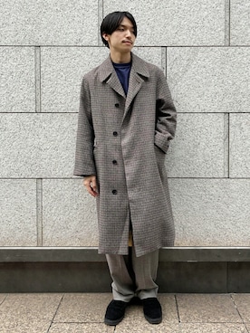「アイテム（ステンカラーコート）」を使った、ADAM ET ROPE' HOMME STAFFさん（メンズ・172cm）の秋コーディネート