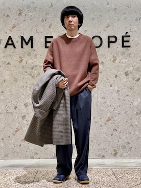 「リバーシブル」｜「アイテム（ステンカラーコート）」を使った、ADAM ET ROPE' HOMME STAFFさん（メンズ・168cm）の秋コーディネート