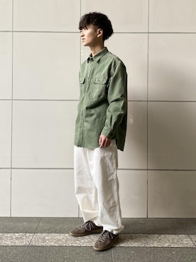 「REPRODUCTION OF FOUND（リプロダクションオブファウンド）の【REPRODUCTION OF FOUND】EX GERMAN TRAINER（スニーカー）」を使った、ADAM ET ROPE' HOMME STAFFさん（メンズ・165cm）の春コーディネート