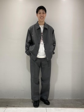 「スラックスパンツ」｜「アイテム（ブルゾン）」を使った、ADAM ET ROPE' HOMME STAFFさん（メンズ・181cm）の春コーディネート