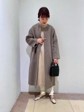 「RECOMMEND  ITEM STYLING」｜「アイテム（ノーカラーコート）」を使った、Yuri Katouさん（レディース・162cm）の冬コーディネート